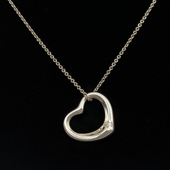 TIFFANY & CO Elsa Peretti Open Heart Necklace Sterling Silver 925 16in